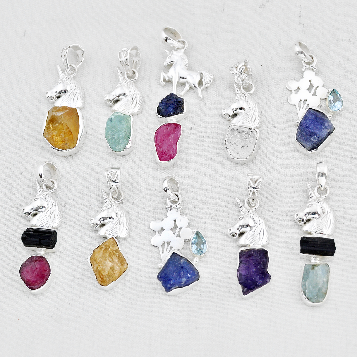 Handmade-Wholesale-Lot-Of-10-Natural-Multicolor-Multi-Gemstone-Pendant-W3502