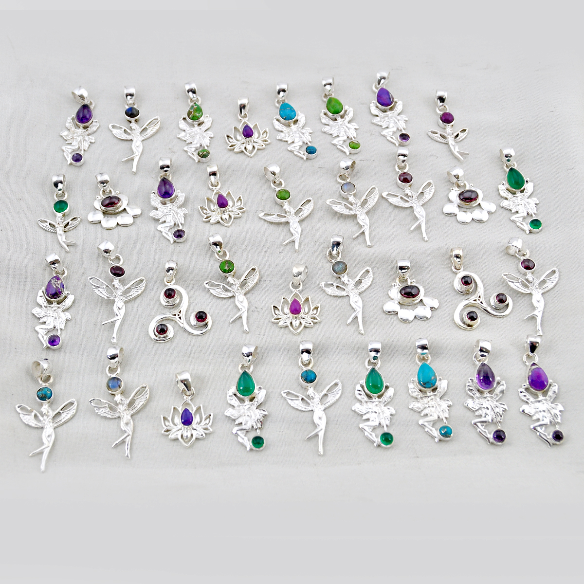 Handcrafted-Wholesale-Lot-Of-35-Natural-Multicolor-Multi-Gemstone-Pendant-W3590